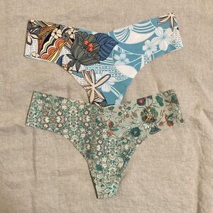 Victoria's Secret Floral Panties Set - Blue and Green